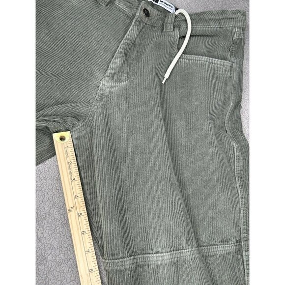 Monet Skateboard Pants Mens 28 Baggy Green Corduroy Cropped Carpenter Flaws - Picture 12 of 16